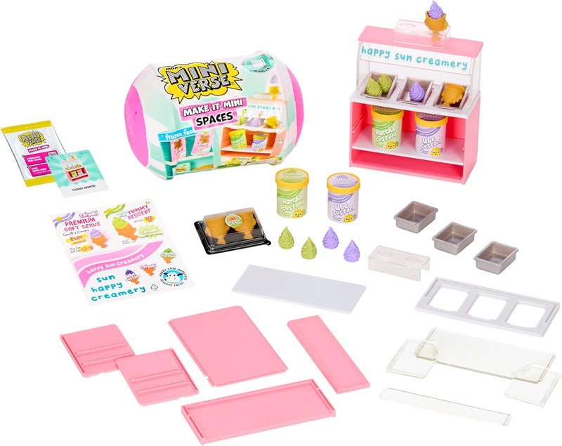 MGA's Miniverse MGA’s Miniverse Make It Mini Spaces Furniture Pack, Buildable Mini Furniture with Exclusive Ingredients & Collector’s Guide, 10 Unique Display Styles Including Rare Light-Up Sunny Marquee- 547426 - Image 1